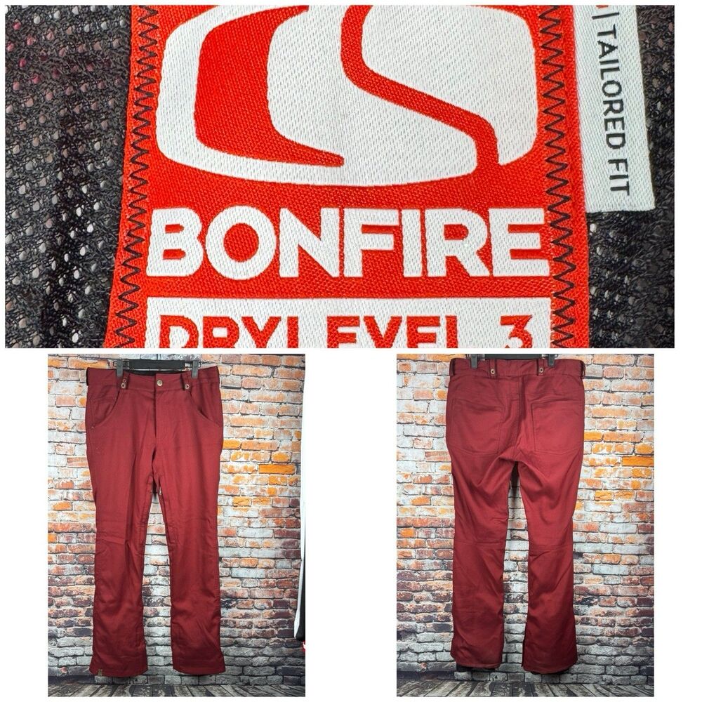 Bonfire Women's Dry Level 3 Tailored Fit Red Snowboard Snow Pants Size M 36"x32"